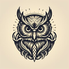 Black and white owl logo, AI generated Image