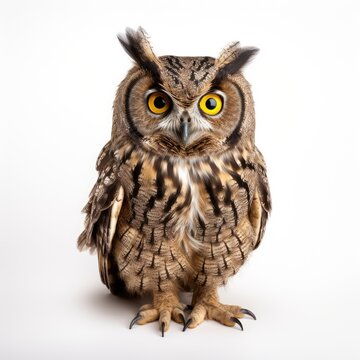 Owl on white background, AI generated Image