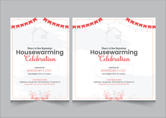 Set of house warming party invitation poster, flyer and square size banner, vector illustration eps 10