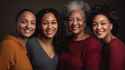 Fototapeta premium African american family, young daughter, mom, grandmother and great grandmother.