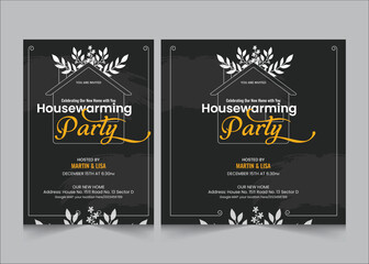 Set of house warming party invitation poster, flyer and square size banner, vector illustration eps 10