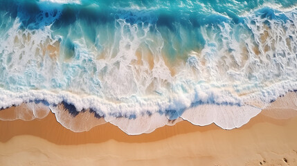 Fototapeta na wymiar Ocean waves on the beach as a background Beautiful Generative Ai