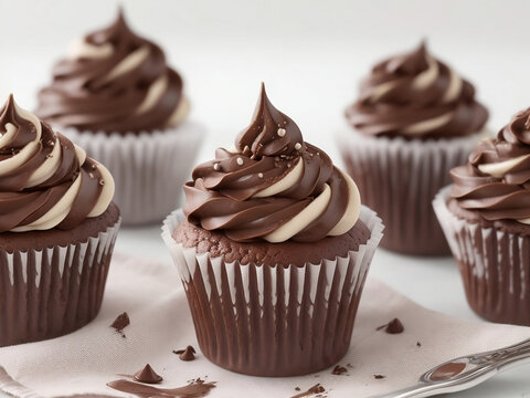 Delicious Chocolate Cupcakes on a White Background Perfect for Parties