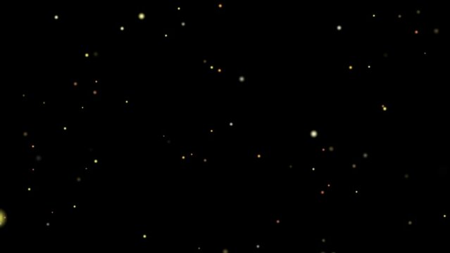 Fireflies hundred particle deep flying abstract element on the air on the black screen