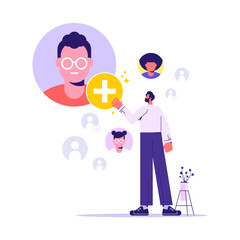 Attract new customers. increase customer base, customer attraction marketing strategy, social media audience, generating digital leads advertising concept