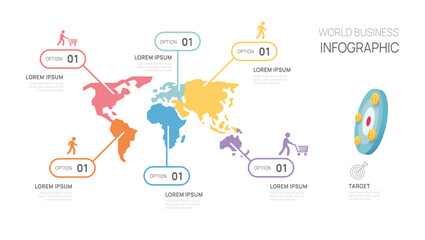 Infographic world map business diagram template for business. presentation vector infographics.