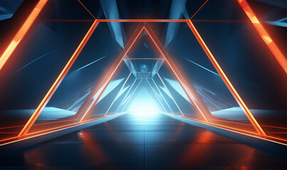 abstract triangle-shaped spaceship corridor