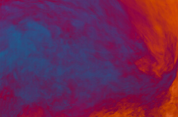Orange, red and blue fluffy smoke, beautiful abstrac background