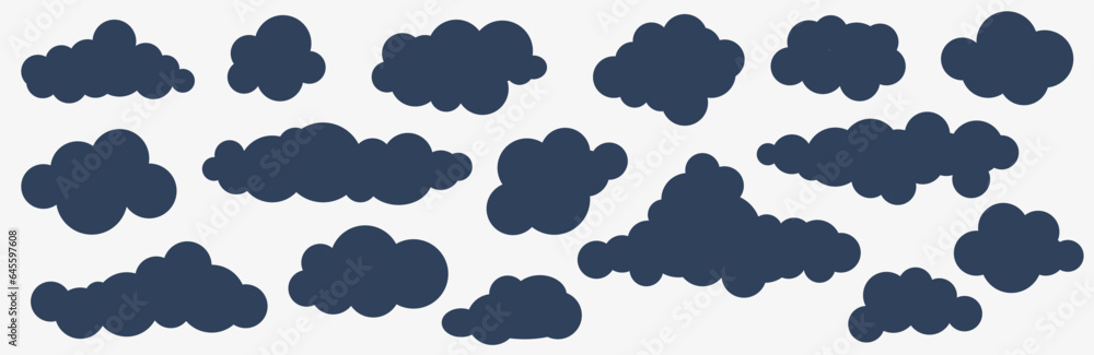 Wall mural thunderclouds set. there are clouds in the sky. autumn dark clouds. vector illustration.