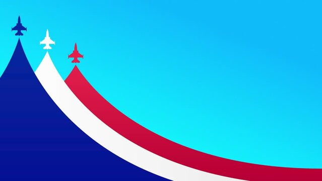 France flag fighter jet plane perfect for France bastille day. Celebration happy France independence day background animation.