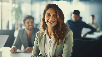 Obraz premium Pictures of women working lively in an office.