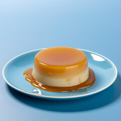cake on a plate, caramel flan