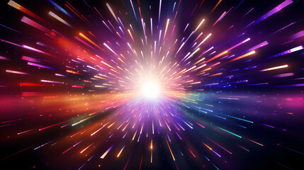 Fototapeta na wymiar disco light explosion spotlight center vibrant color spiral light beam