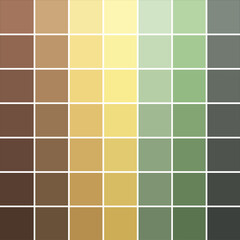 Abstract texture, color combination, pixel effect. Squares in brown beige yellow green grey colors, variety of pastel shades and nuances, warm ground muted gamma. Suitable for backgrounds and printing
