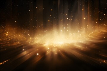 Abstract golden light rays scene background.