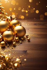 Fototapeta premium visually appealing abstract, warm christmas-themed wallpaper with a golden aura. Image created using artificial intelligence.