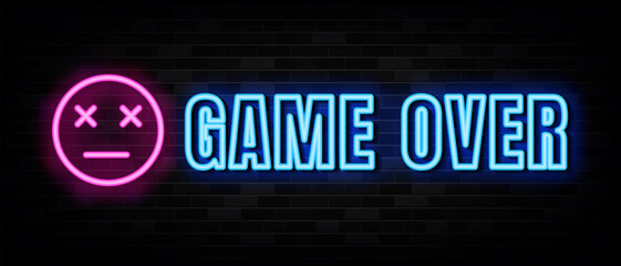 Game Over Neon Signs Vector Design Template