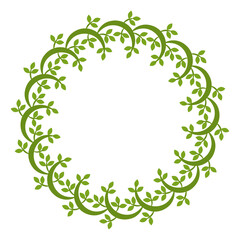 Round Leaves frame. Circle decorative frame with leaves and floral element. Laurel foliate Wreaths