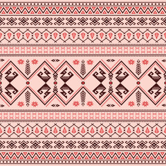 Ethnic abstract ikat art. Seamless pattern in tribal, folk embroidery, and Mexican art style. Aztec geometric Design for carpet, wallpaper, clothing, wrapping, fabric, cover, textile