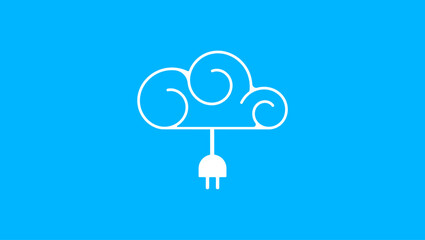 Line art icon featuring cumulus cloud drive storage
