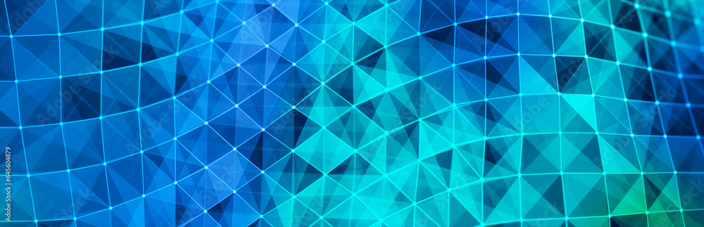 Aufkleber Abstract polygonal space with dots and lines. Triangular structure. Background concept for your design. 3d rendering.