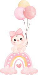 Baby shower girl on pink rainbow watercolor