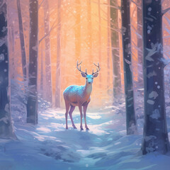  A spectral doe glowing with a soft blue light wander
