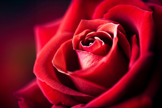 Closeup red rose blooming and beautiful petals. Macro lens photo showing beauty of natural flowers. concept background images representing love.