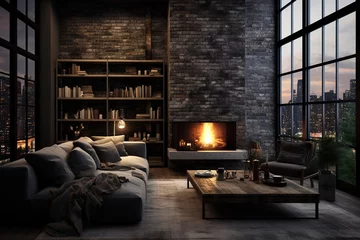 Foto op Plexiglas brown sofa in a room © Azar