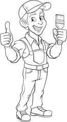 Painter Decorator Paint Brush Cartoon Handy Man