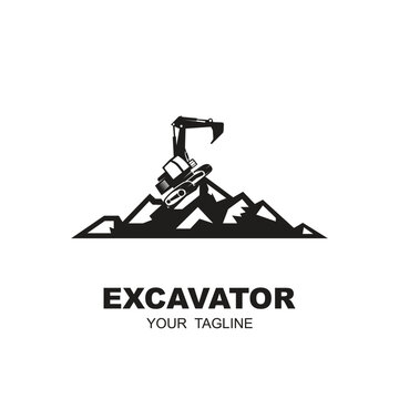 excavator logo vector icon illustration design