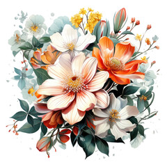 Watercolor flower T-shirt Design, a garden of emotions, each flower representing a different feeling, Generative Ai