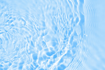 Abstract transparent water shadow surface texture natural ripple on blue background