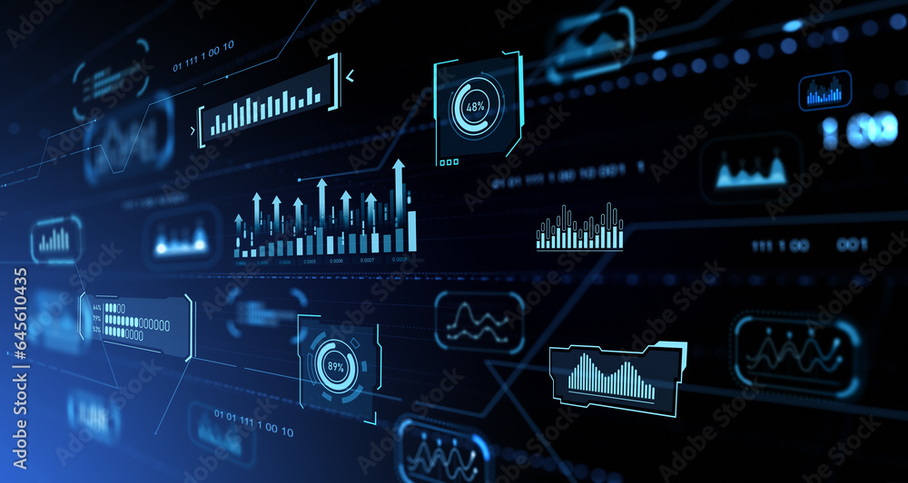 Poster business graph chart and big data dashboard with analysis and statistics