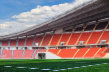 A beautiful empty football field with no people.