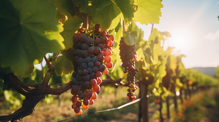 Wine grapes in the vineyard with a selective focus