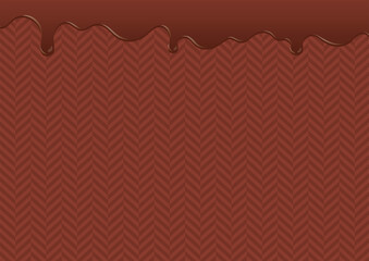 垂れるチョコレート・ソース・醤油・絵の具・ペンキ・インクのイラスト　茶色いヘリンボーン地　杉綾　A-02