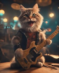 cat with guitar
