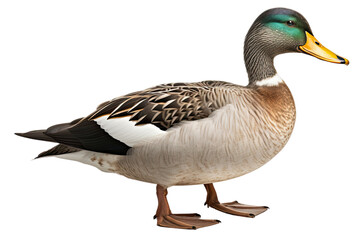 Obraz premium Mallard Duck bird cut out transparent isolated on white background ,PNG file ,artwork graphic design ,Generative AI