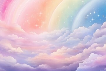 Fototapeta na wymiar rendered pastel and moon sky watercolor background 