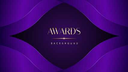 Purple golden royal awards graphics background. Elegant modern template with classy shine. Luxury premium corporate abstract design.