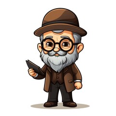 Naklejka premium Cute Cartoon Historian isolated on a white background