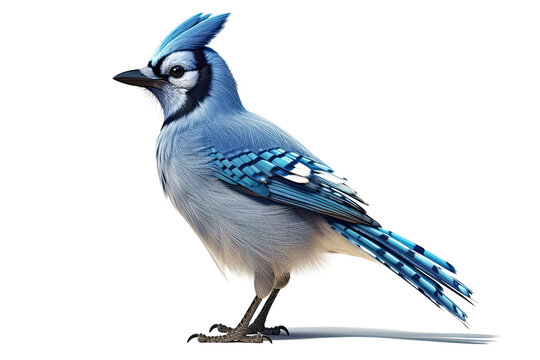 Blue Jay bird cut out transparent isolated on white background ,PNG file ,artwork graphic design ,Generative AI