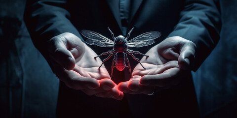 Technik inspiriert von einer Fliege KI - obrazy, fototapety, plakaty