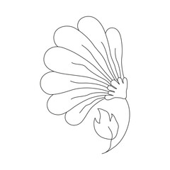 Poppy flower. Isolated outline vector botanical element drawn in ink. Natural field plant.