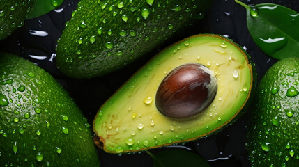 Avocado fruit freshness water drops