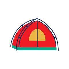 Camping Flat Style Icon. Cartoon Vector Illustration