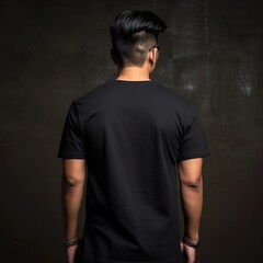 Illustration of a fashion portrait with plain t-shirt mockup, AI Generated