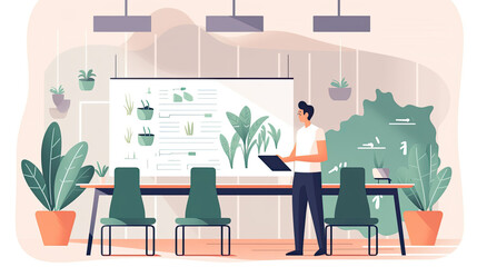 A man is giving a presentation at work