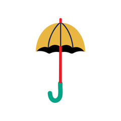 Umbrella Flat Style Icon. Cartoon Vector Illustration
